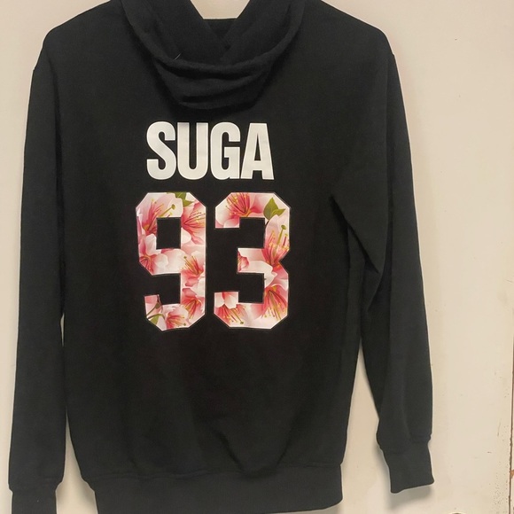 BTS Suga 93 Black Logo Sweater with Hood - Picture 2 of 8